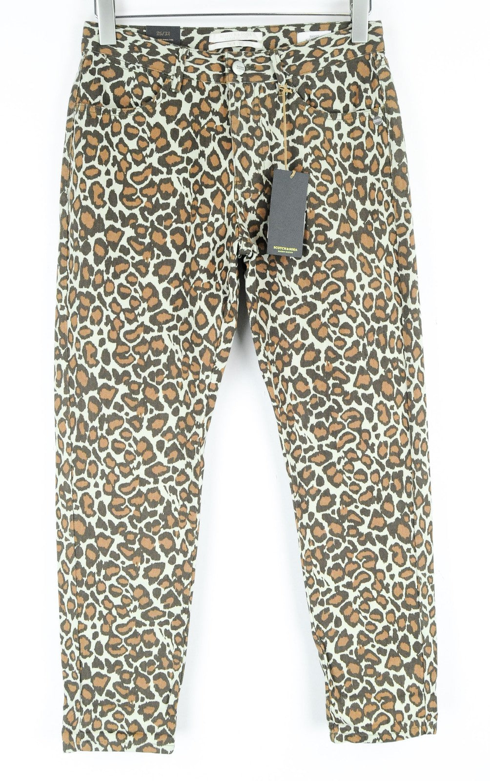 MAISON SCOTCH Bandit Women Jeans W25/L32 Brown Animal Pattern Cotton Slim Taper