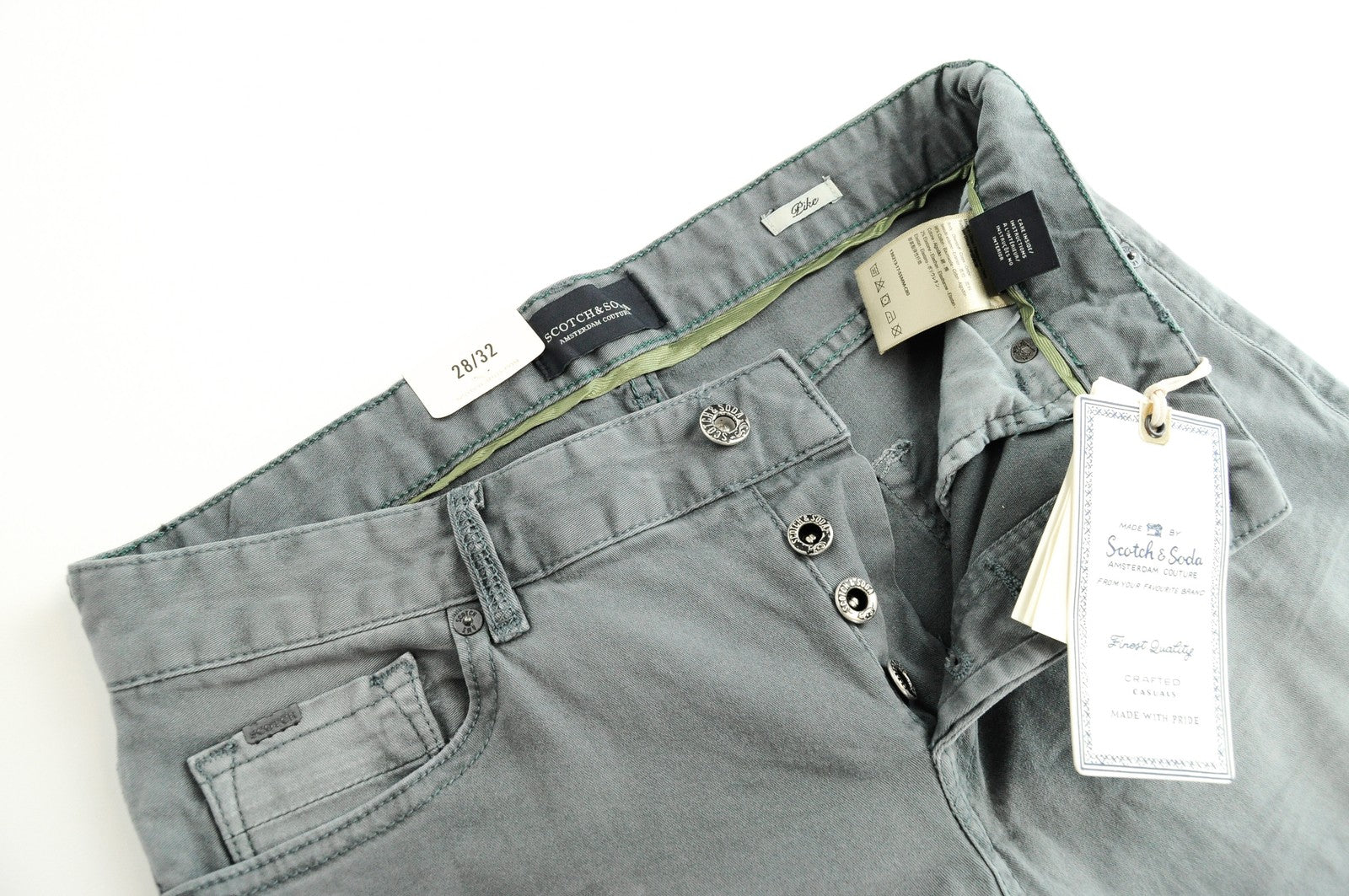 SCOTCH & SODA Pike Men Trousers W28/L32 Jean Style Grey Cotton Stretch Skinny