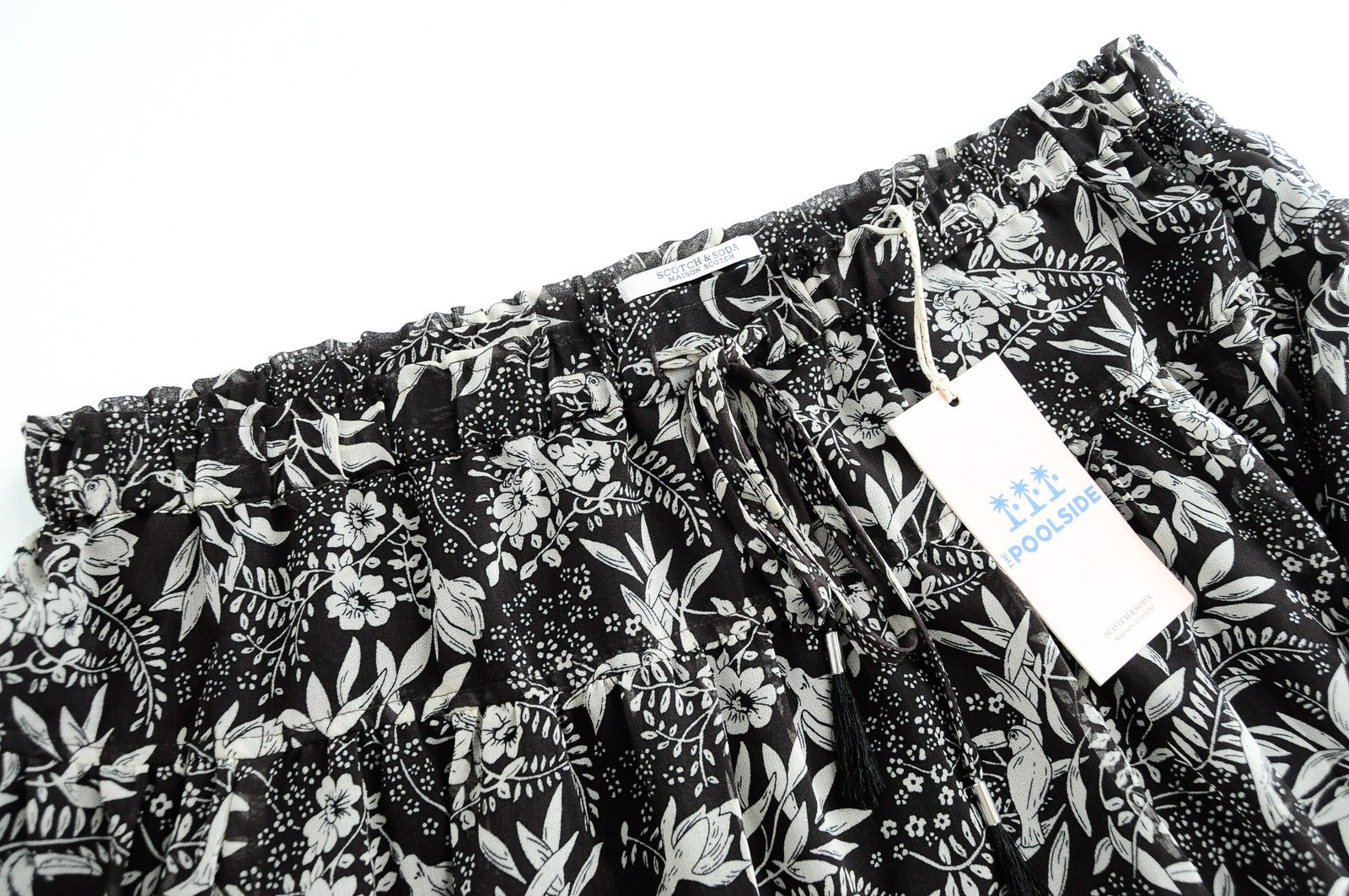 MAISON SCOTCH The Poolside Women Skirt XL Brown Floral Pattern Pleated Lined