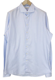 SUITSUPPLY Men's Formal Shirt 44L/17 1/2L Extra Slim Blue Striped Cotton Pattern