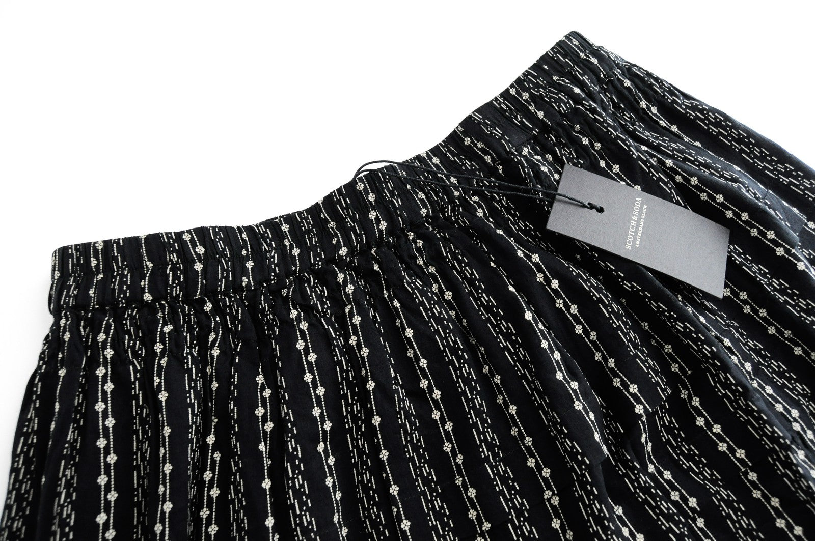 SCOTCH & SODA Ams Blauw Women Skirt XS Black Cotton Patterned Pleated Pull On