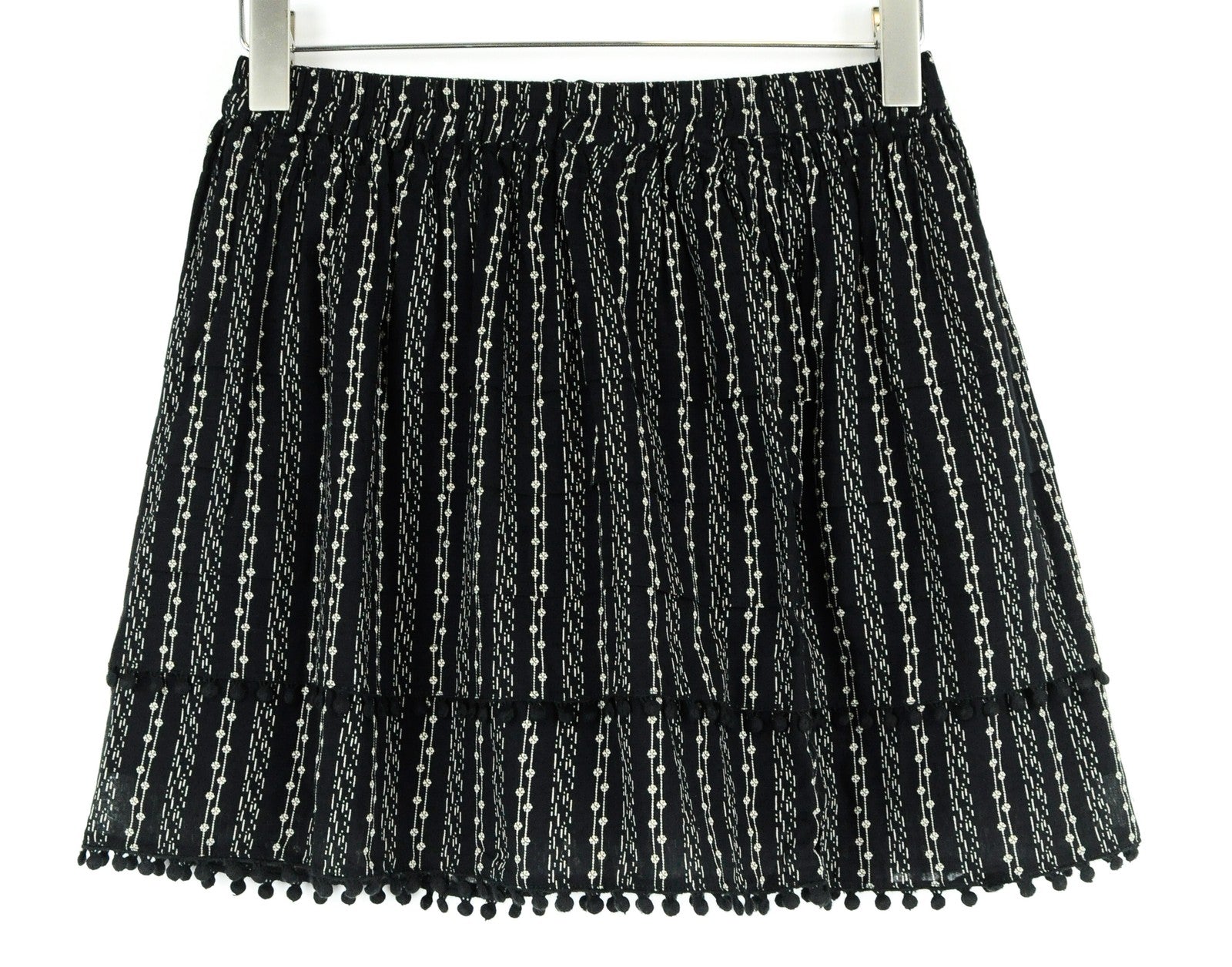 SCOTCH & SODA Ams Blauw Women Skirt S Black Pure Cotton Pattern Pleated Pull On