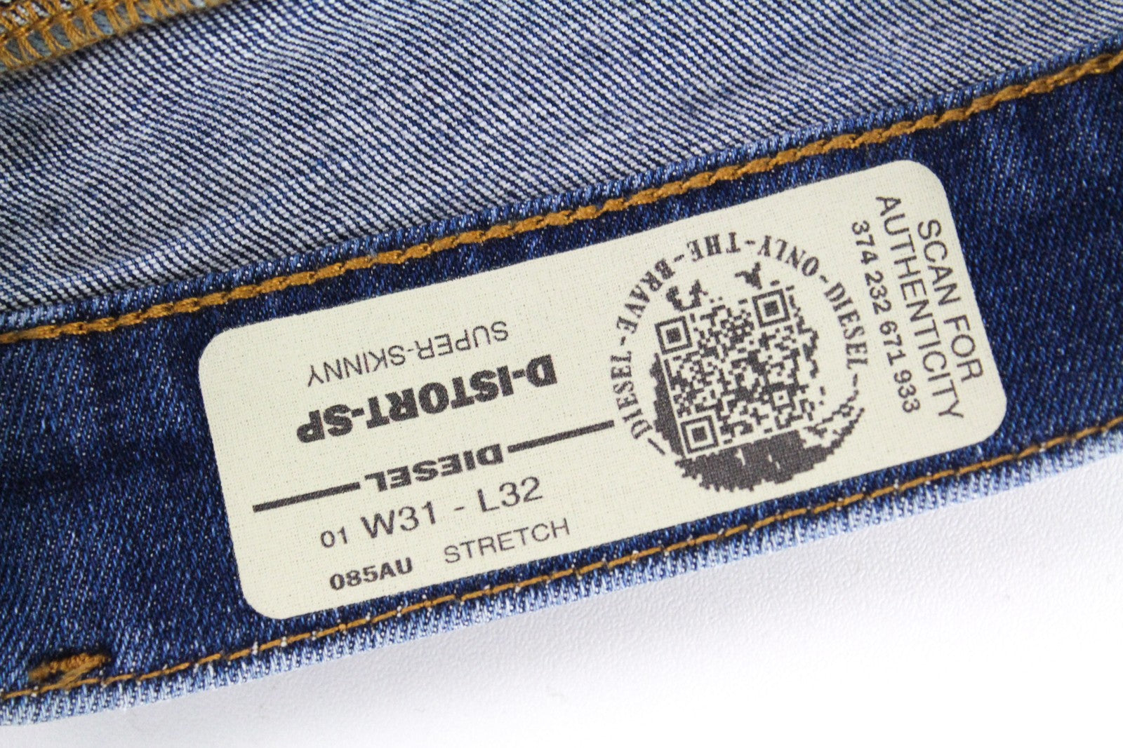 DIESEL D-Istort-SP 085AU Men Jeans W31/L32 Super Skinny Fit Blue Washed Stretch
