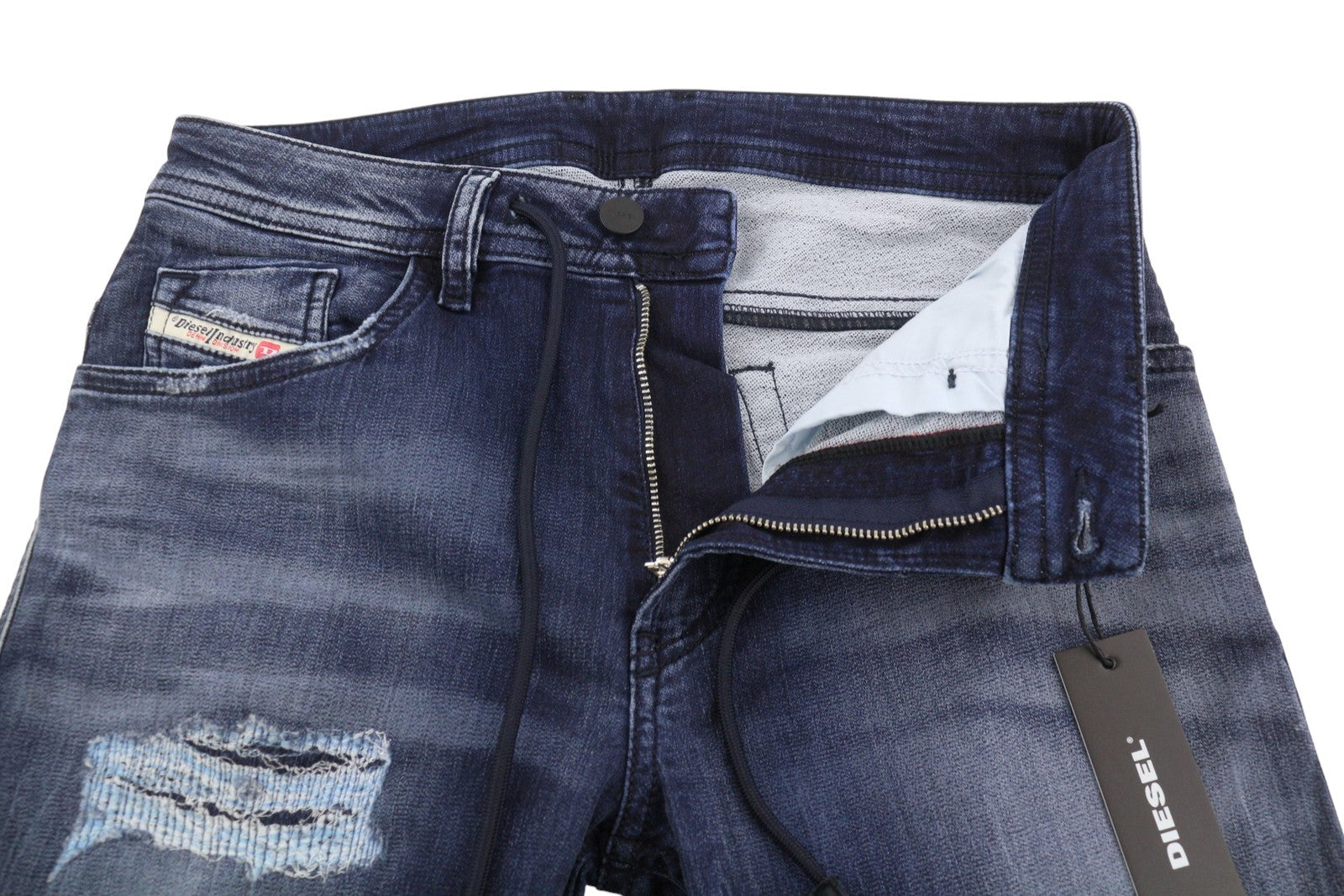 DIESEL Thommer CB-NE 069JF Men Jeans W28 Blue Jogg Sweat Faded Whiskers Distress