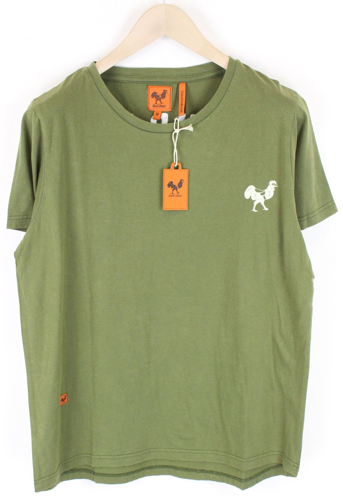 GOOD GENES Men T-Shirt M Green Pure Cotton Short Sleeved Round Neck Pull On