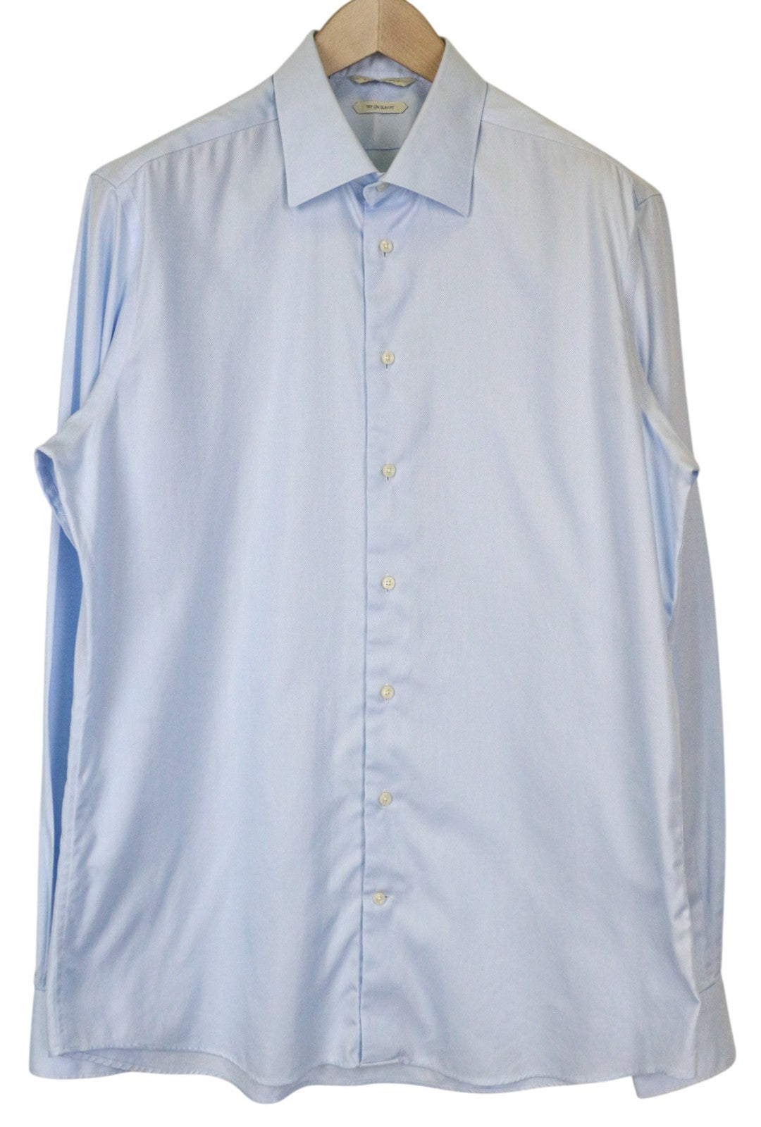 SUITSUPPLY Men's Formal Shirt 44-7/17 1/2L Slim Blue Cotton Long Sleeve