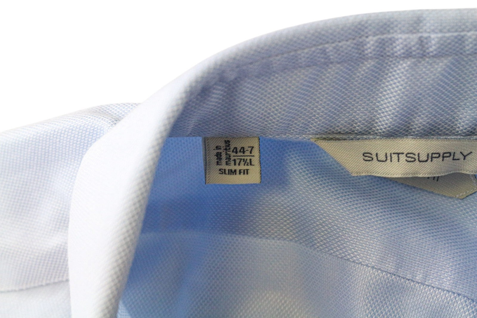 SUITSUPPLY Men's Formal Shirt 44-7/17 1/2L Slim Blue Cotton Long Sleeve