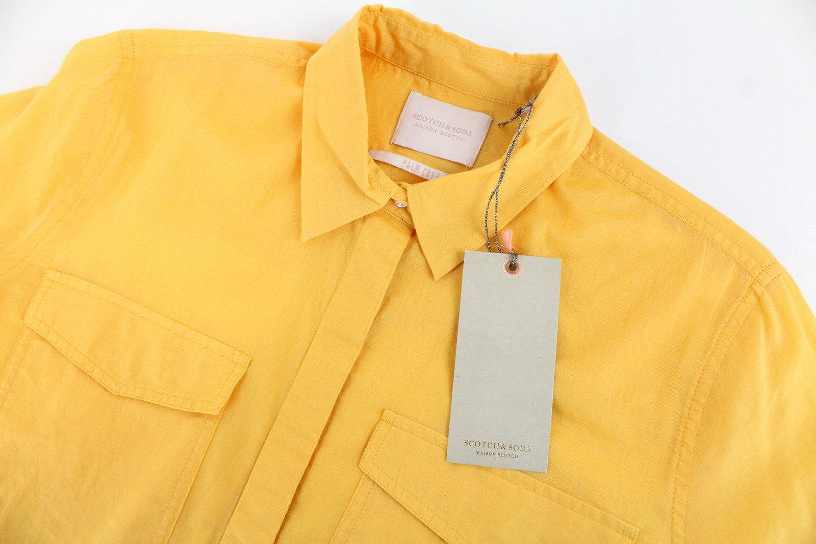 MAISON SCOTCH Women Shirt XS Yellow Pure Cotton Long Sleeved Lightweight