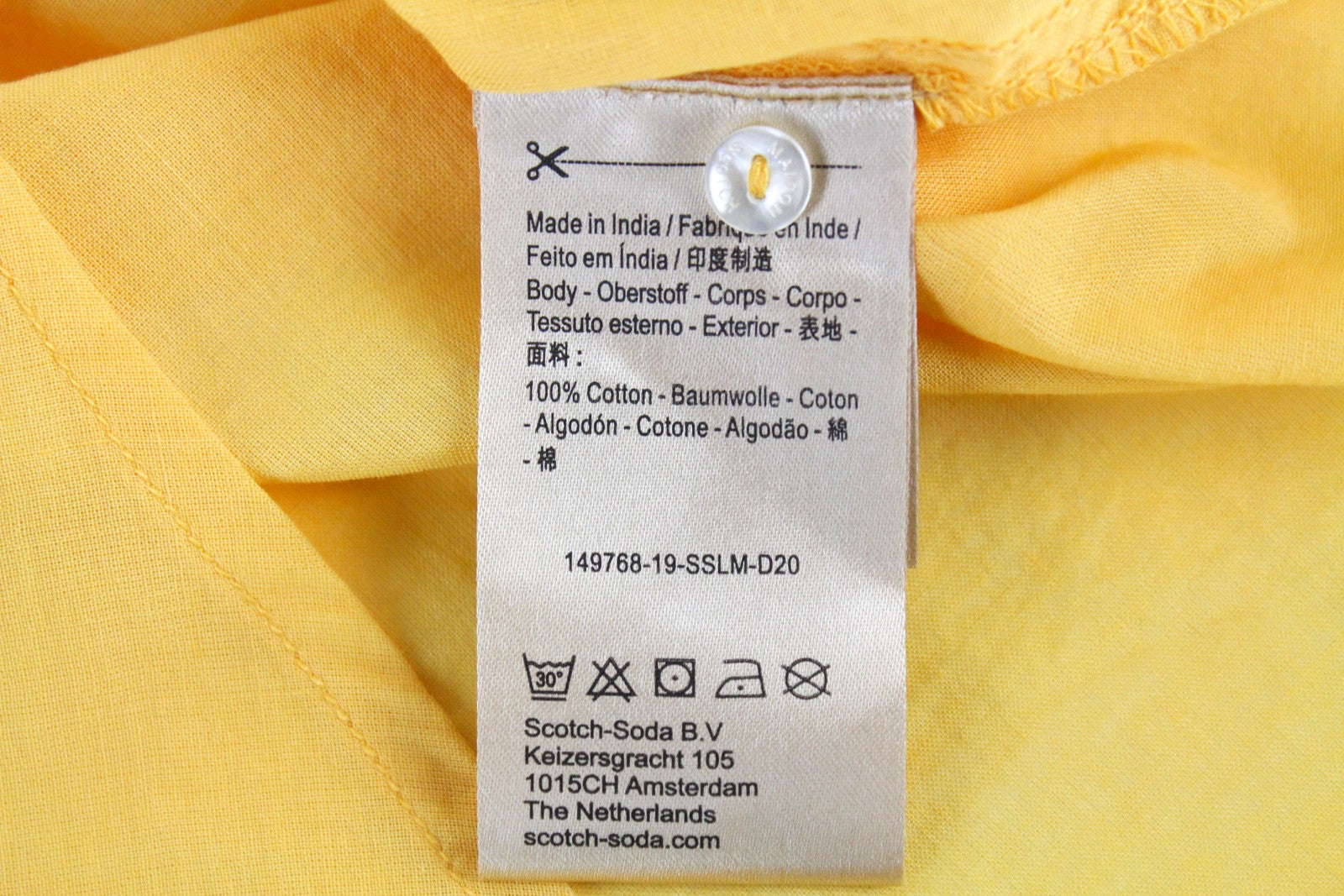 MAISON SCOTCH Women Shirt XS Yellow Pure Cotton Long Sleeved Lightweight
