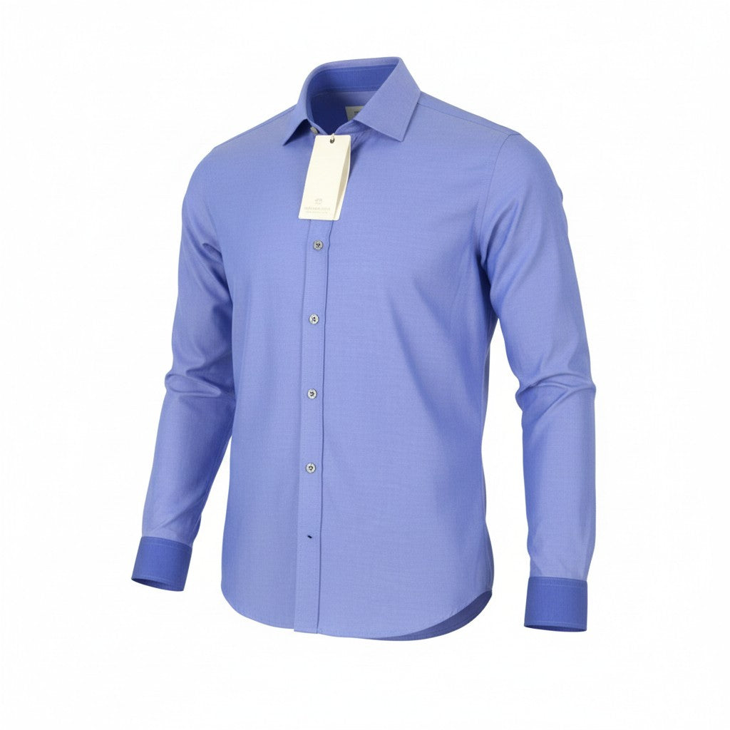 SCOTCH & SODA Men Shirt S Blue Slim Fit Spread Button-Up Cotton