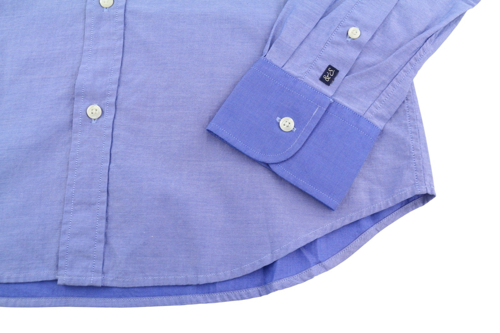 SCOTCH & SODA Men Shirt S Blue Slim Fit Spread Button-Up Cotton