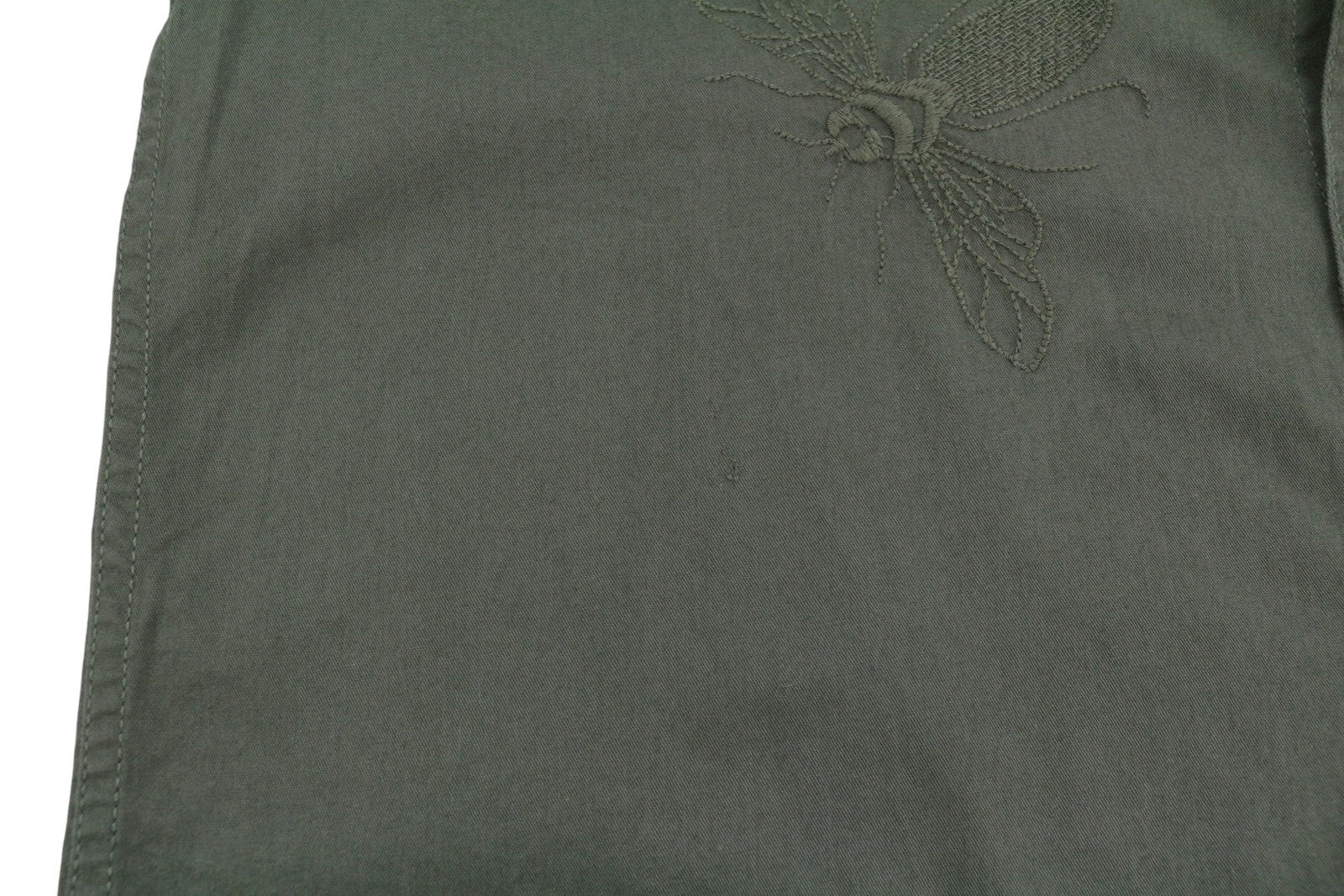 DESIGUAL Cam Marcos Men Shirt M Khaki Green Embroidered Button-Up Casual