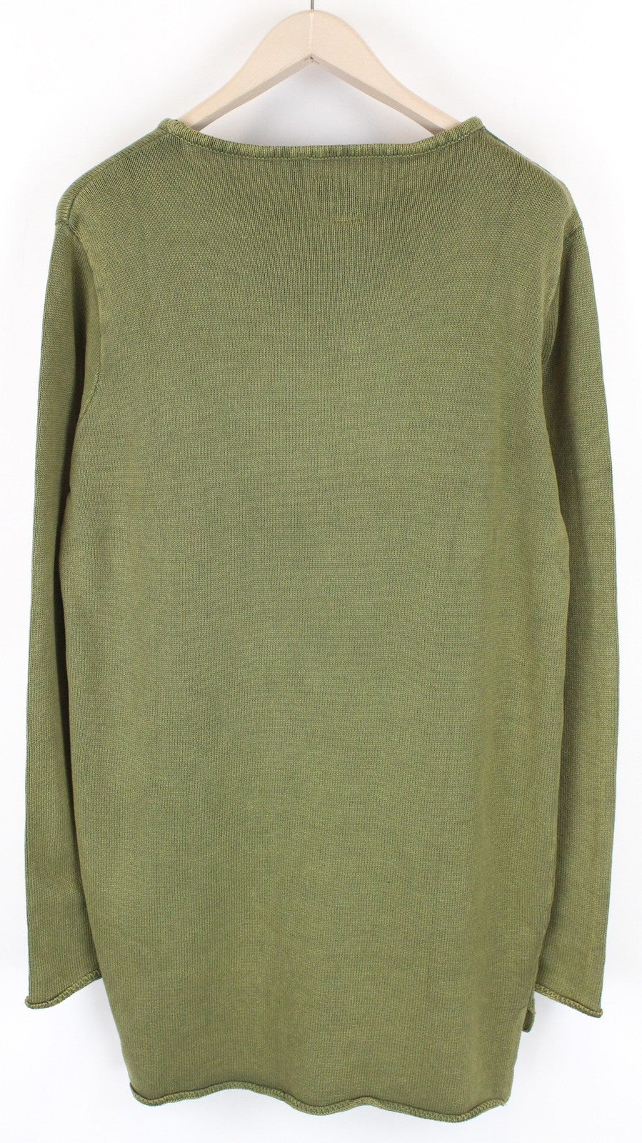 GOOD GENES Men Jumper L Green Logo Pure Cotton Long Sleeve Long Knitted Sweater