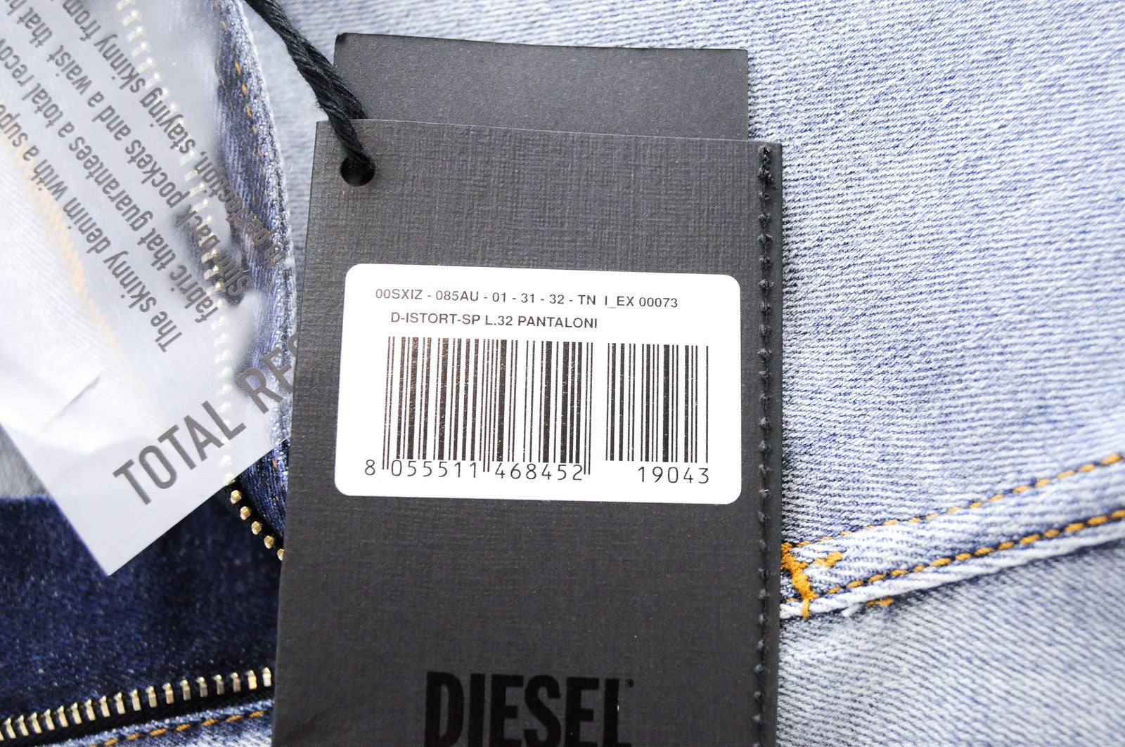 DIESEL D-Istort-SP 085AU Men Jeans W31/L32 Slim Skinny Wash Blue Cotton Stretch