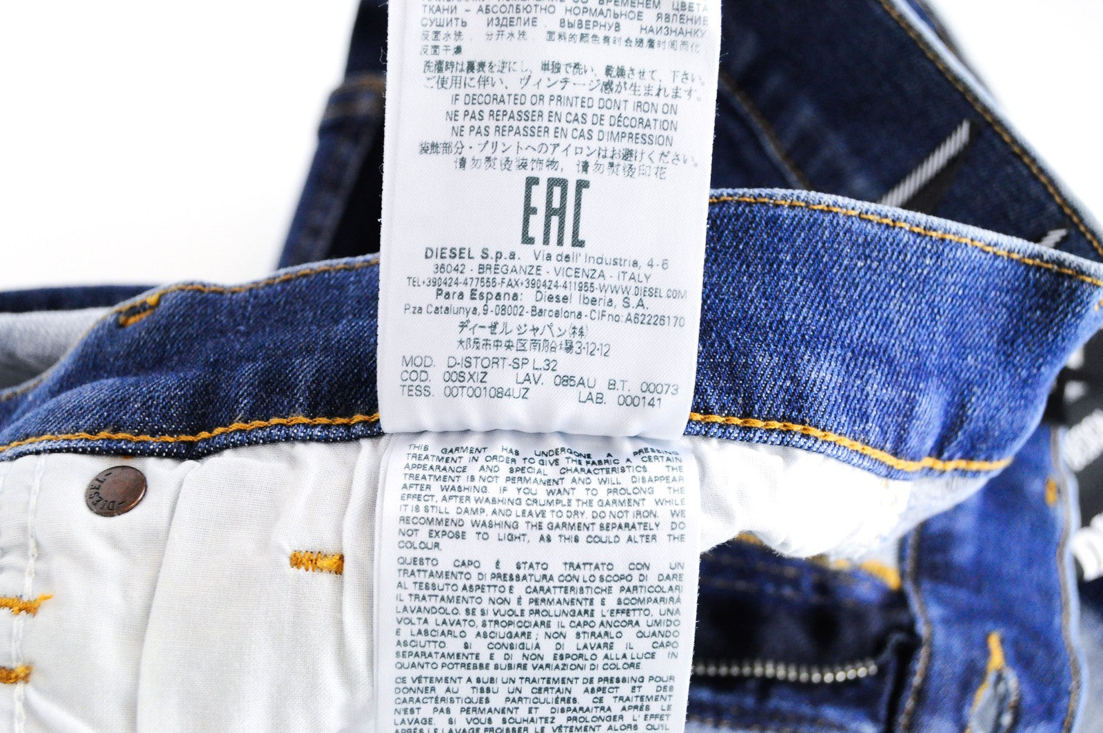 DIESEL D-Istort-SP 085AU Men Jeans W31/L32 Slim Skinny Wash Blue Cotton Stretch