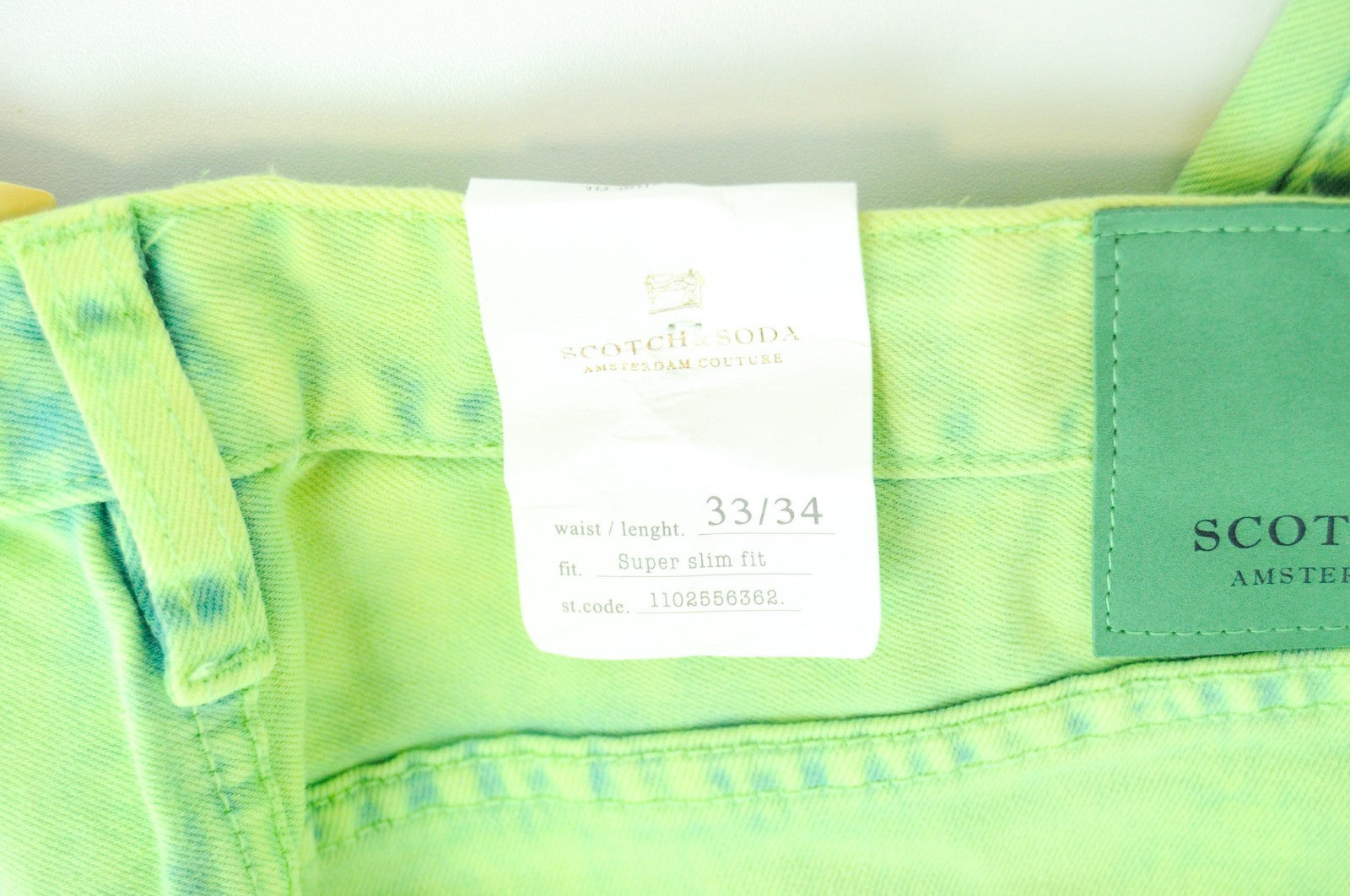SCOTCH & SODA Steele Men Jeans W33/L34 Super Slim Green Dyed Cotton Stretch