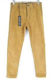 REPLAY Men Trousers W31/L30 Brown Cotton Stretch Corduroy Regular Fit Buttoned