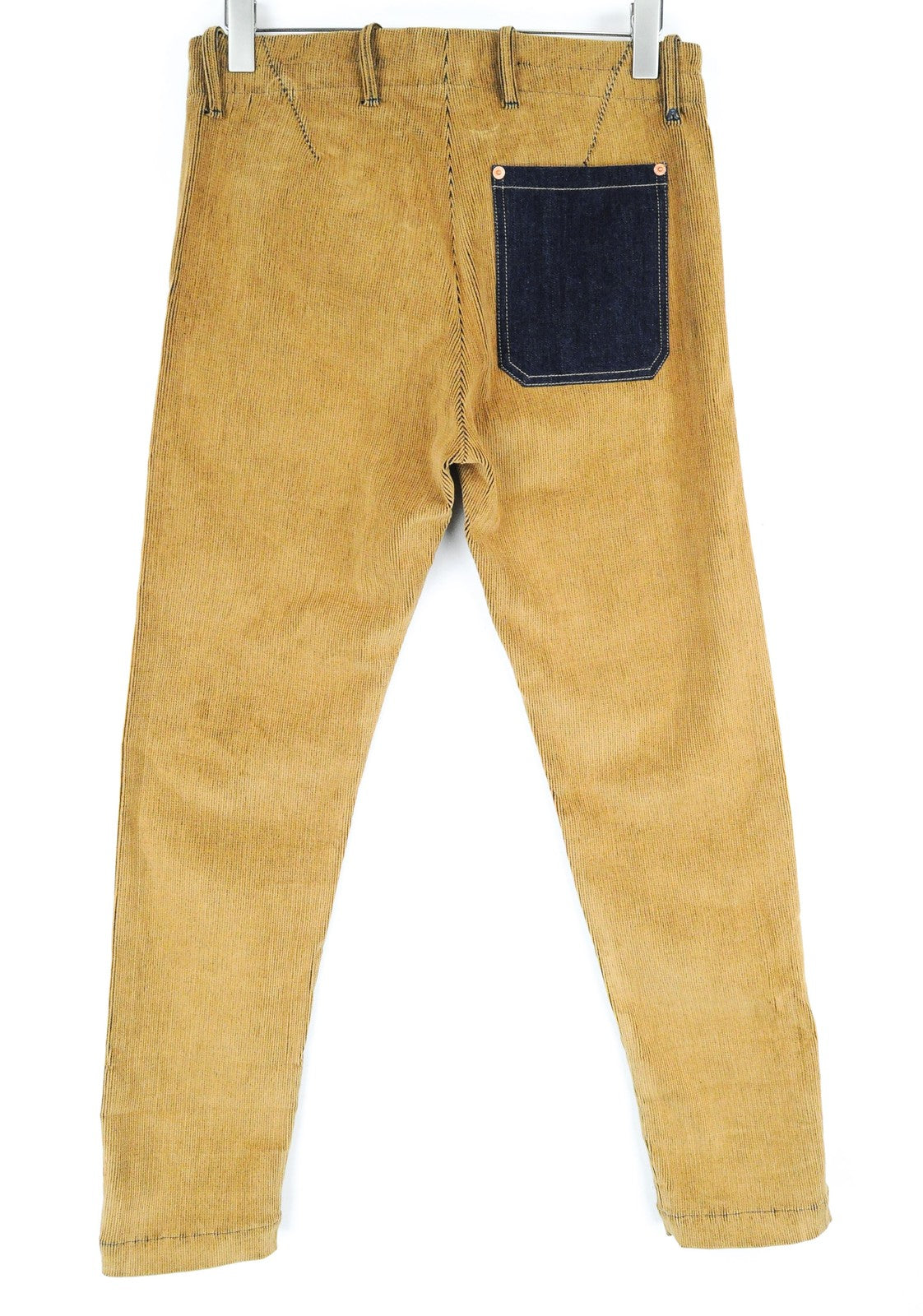 REPLAY Men Trousers W31/L30 Brown Cotton Stretch Corduroy Regular Fit Buttoned