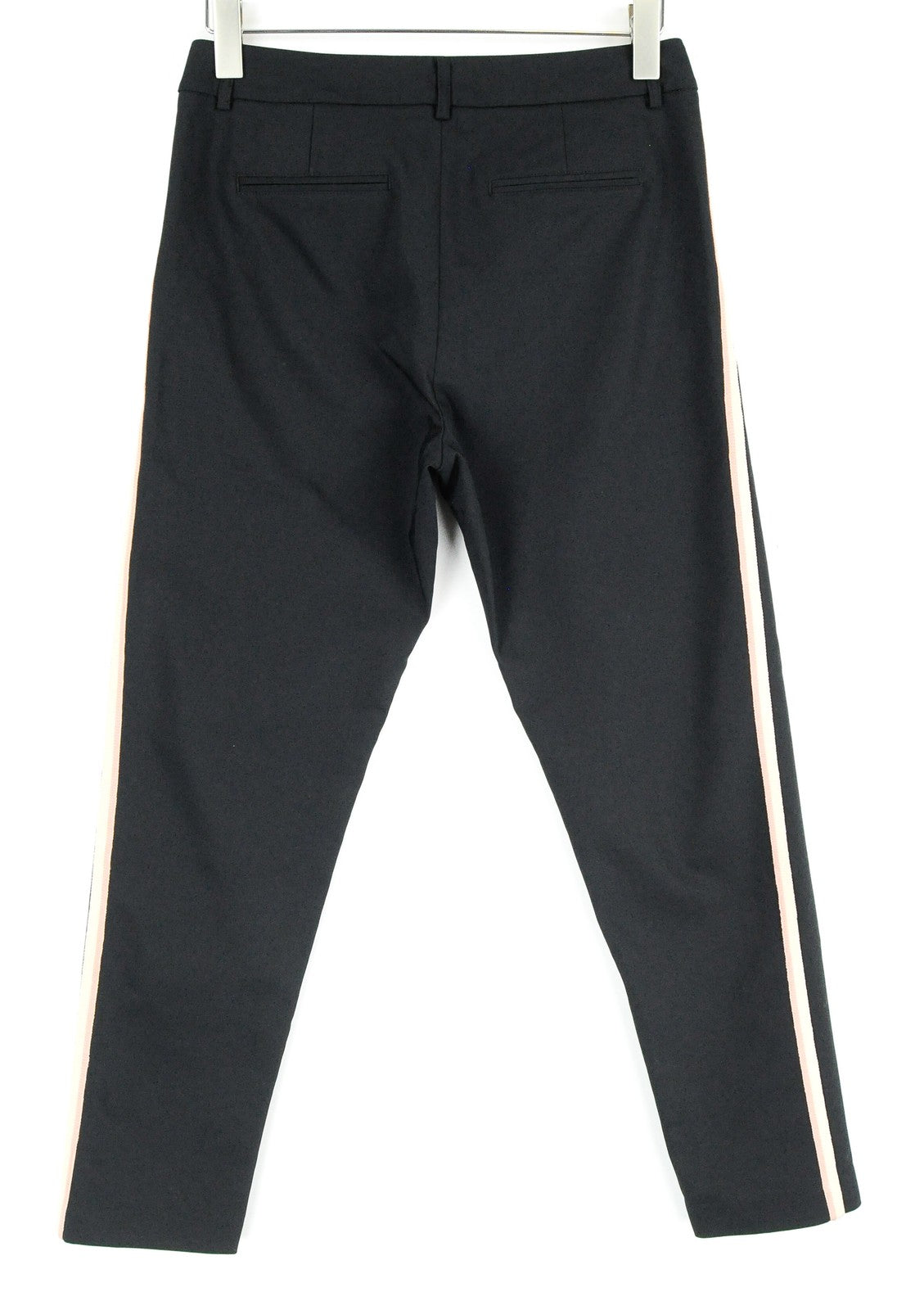 MAISON SCOTCH Women Trousers S Classic Formal Black Side Lines Slit Pocket