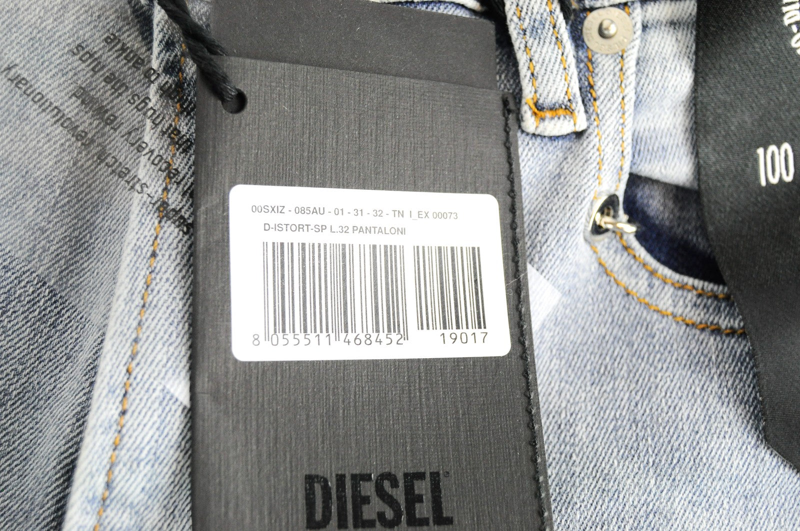 DIESEL D-Istort-SP 085AU Men Jeans W31/L32 Super Skinny Blue Washed Stretch