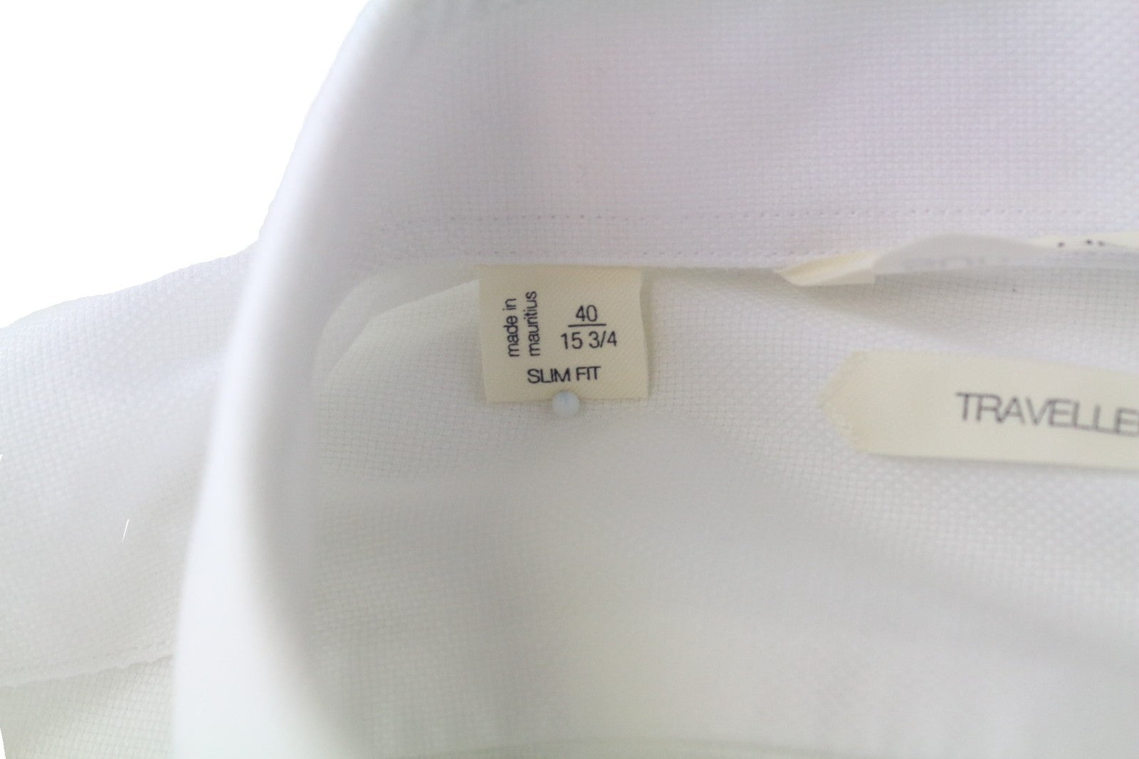 „SUITSUPPLY Traveller“ vyriški formalūs marškiniai, 40/15 3/4 ploni balti medvilniniai dryžuoti marškiniai 