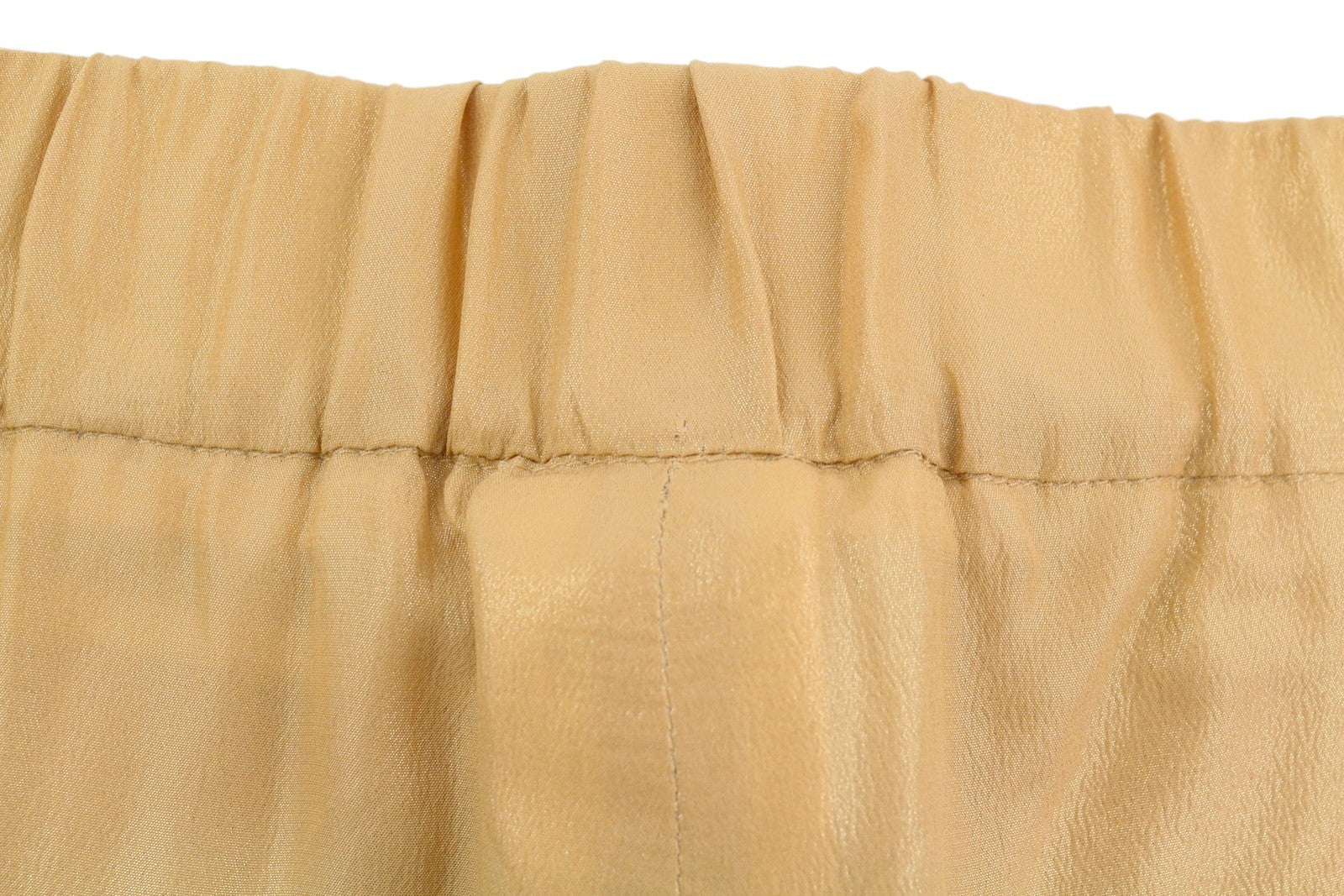 MAX MARA Women Trousers W26 Yellow Gold Silk Blend Glitter Shiny Cropped Flared