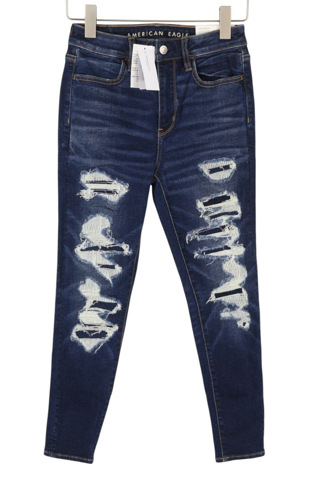 AMERICAN EAGLE OUTFITTERS Super Hi-Rise Jegging Women Jeans W27 Patches Stitches
