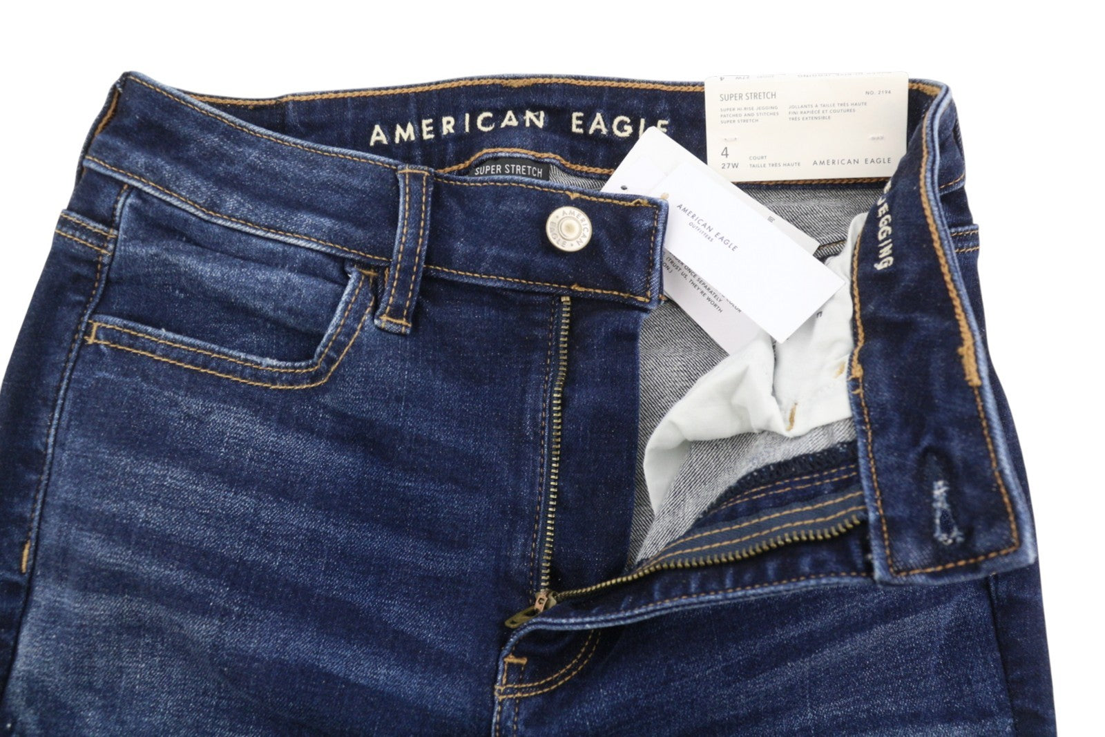 AMERICAN EAGLE OUTFITTERS Super Hi-Rise Jegging Women Jeans W27 Patches Stitches