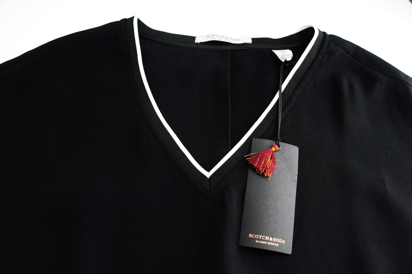 MAISON SCOTCH Women Dress XS Black Short Sleeved Layred V-Neck Casual