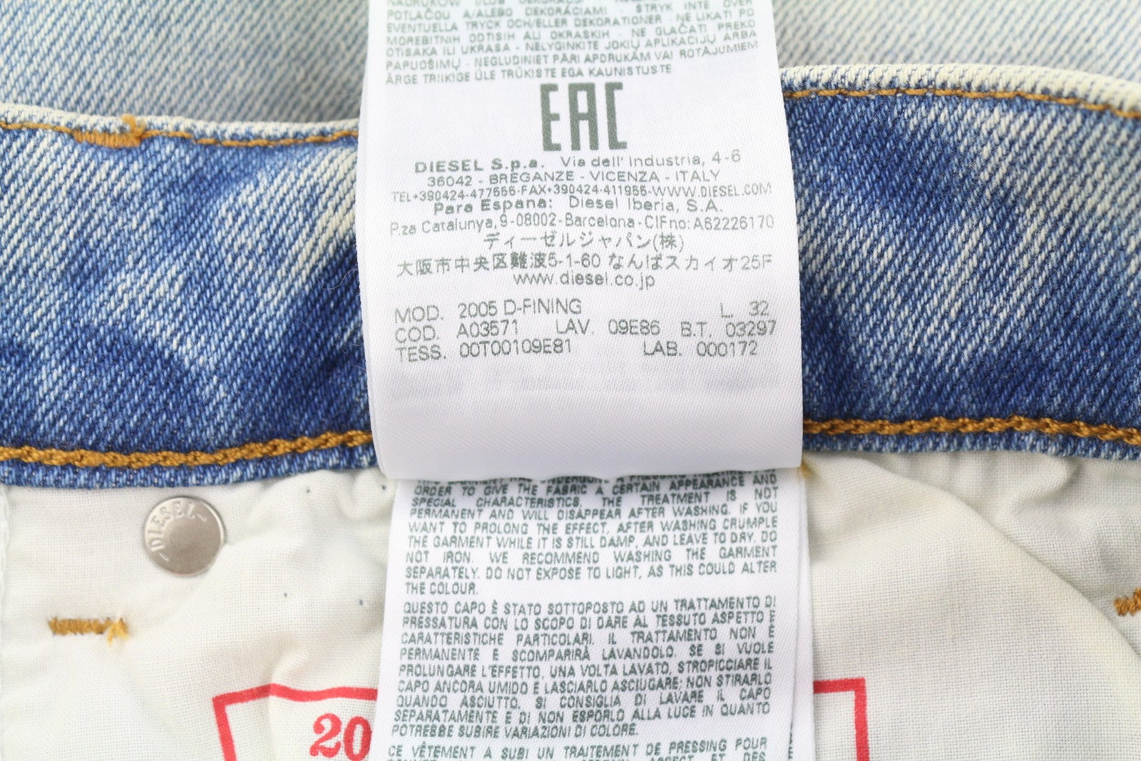 DIESEL 2005 D-Fining 09E86 Men Jeans W30/L32 Blue Faded Regular Fit Tapered