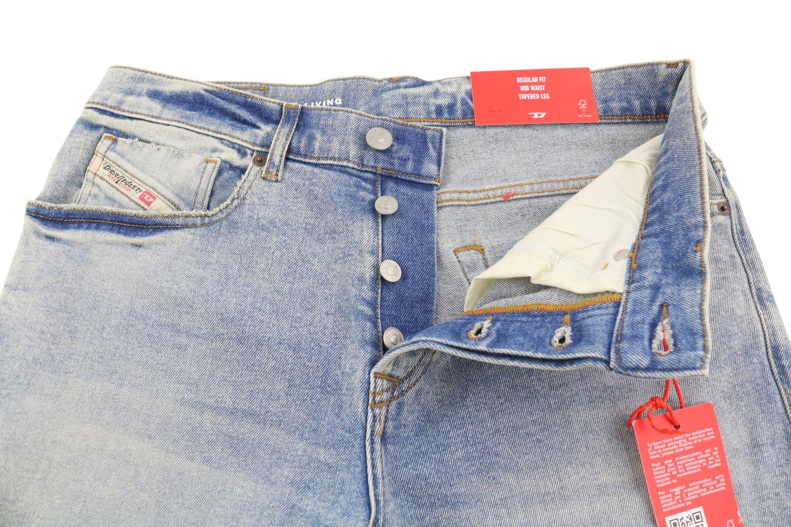 DIESEL 2005 D-Fining 09E86 Men Jeans W30/L32 Blue Faded Regular Fit Tapered