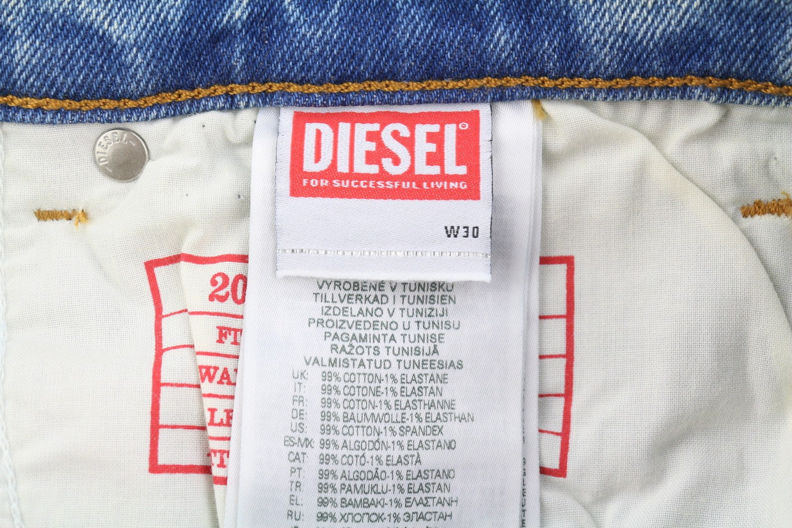 DIESEL 2005 D-Fining 09E86 Men Jeans W30/L32 Blue Faded Regular Fit Tapered