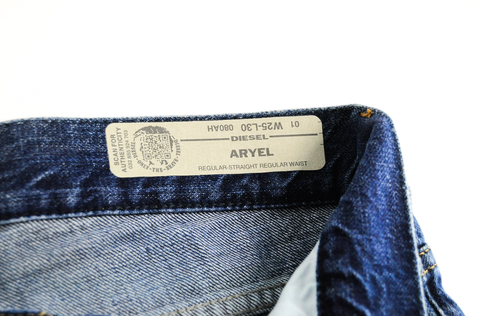 DIESEL Aryel 080AH Women Jeans W25/L30 Ripped Blue Denim Aged Look Straight Fit