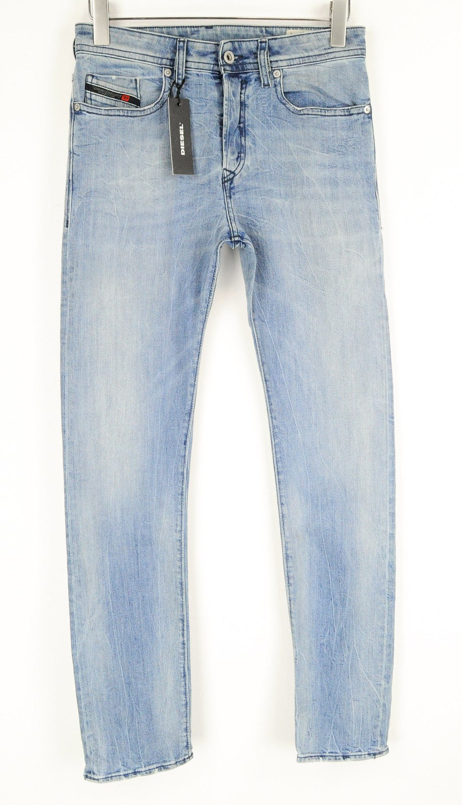 DIESEL Buster 081AL Men Jeans W27/L32 Slim Tapered Stone Washed Button-Fly Blue
