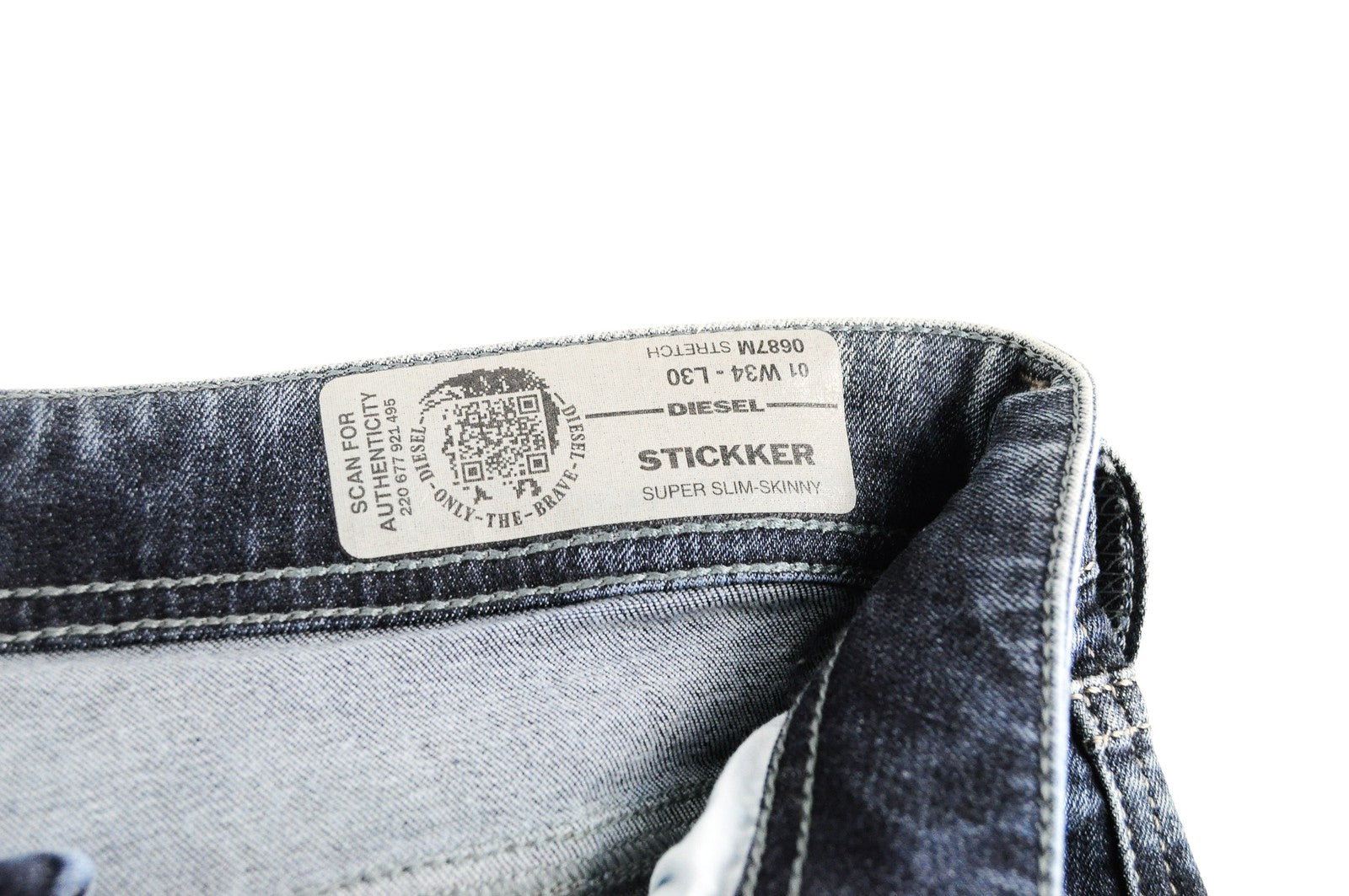 DIESEL Stickker 0687M Men Jeans W34/L30 Super Slim Skinny Fit Stone Blue Denim