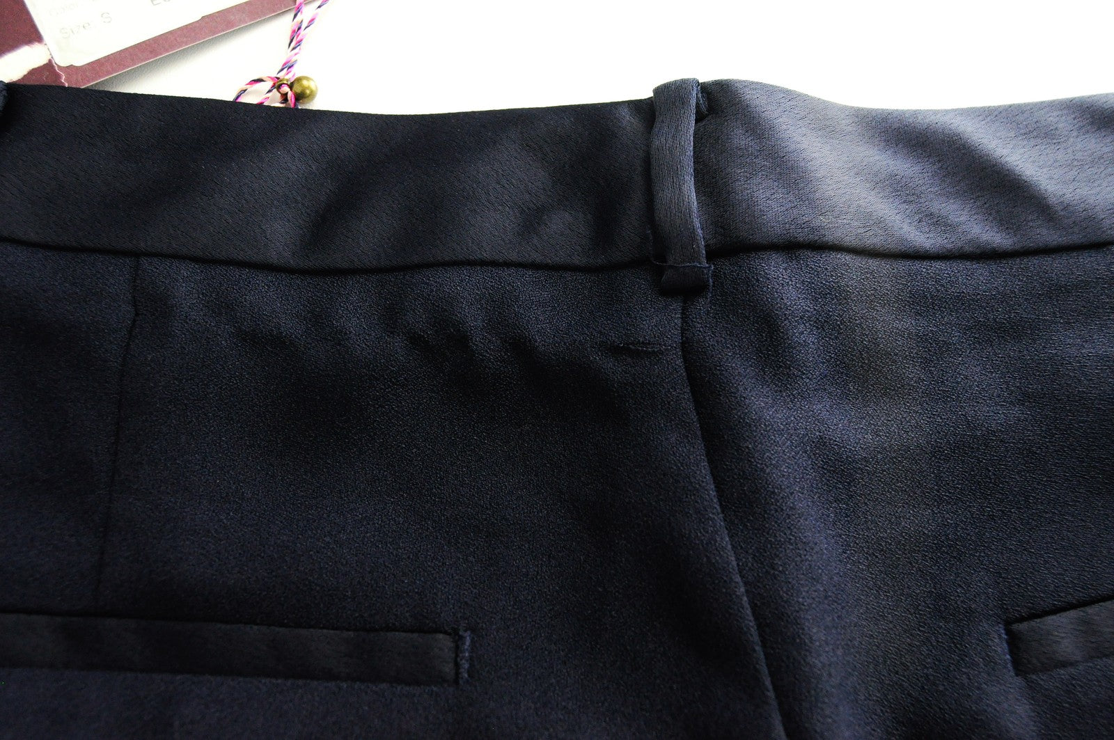 MAISON SCOTCH Women Trousers S Wide Fitted Dark Blue Zip-Fly Classic Pleated