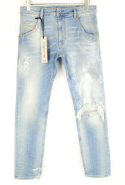 DIESEL Krooley-T 087AE Men Jeans W29 Sweat Jogg Blue Washed Slim Stretch Wash