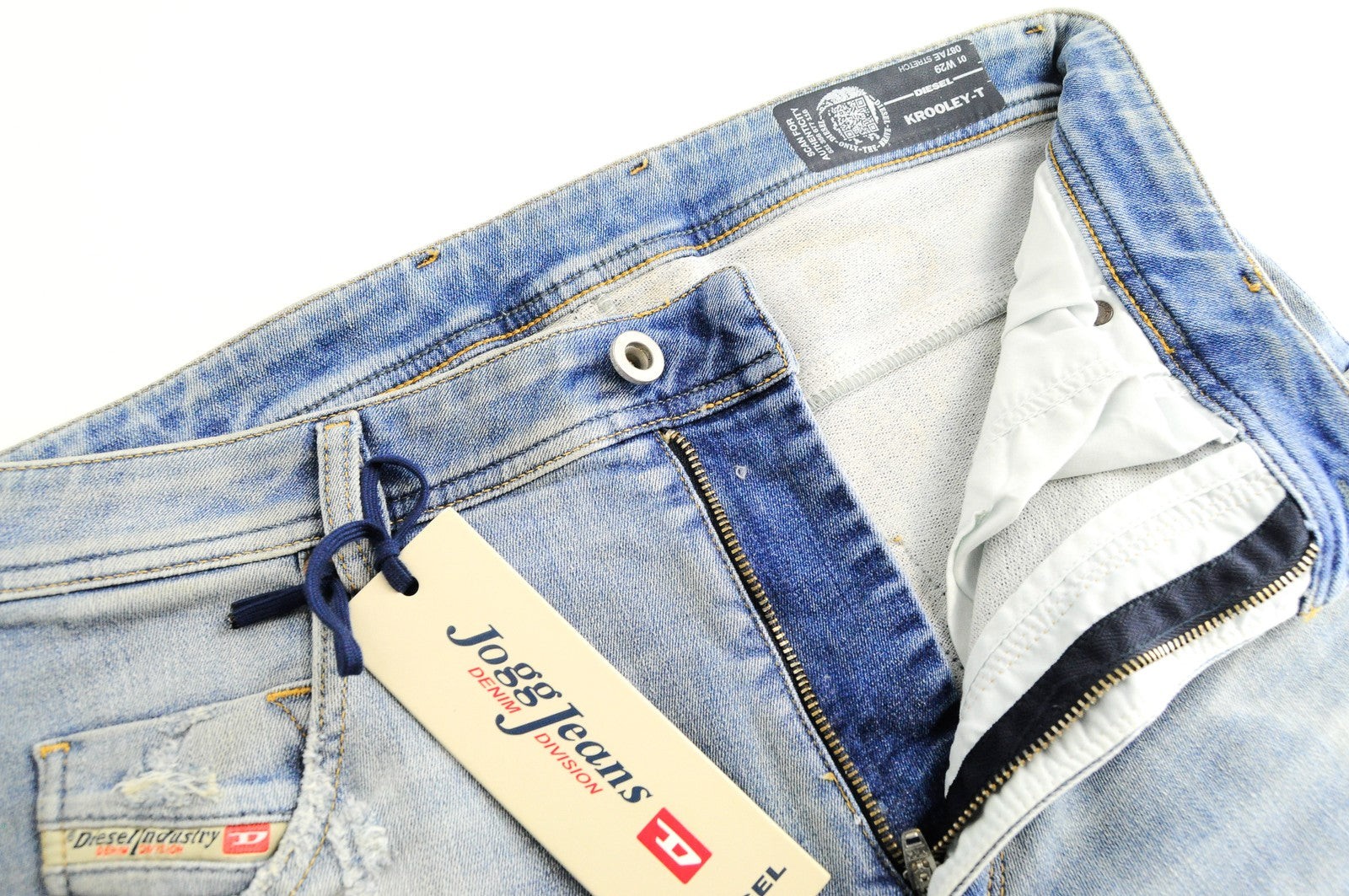DIESEL Krooley-T 087AE Men Jeans W29 Sweat Jogg Blue Washed Slim Stretch Wash