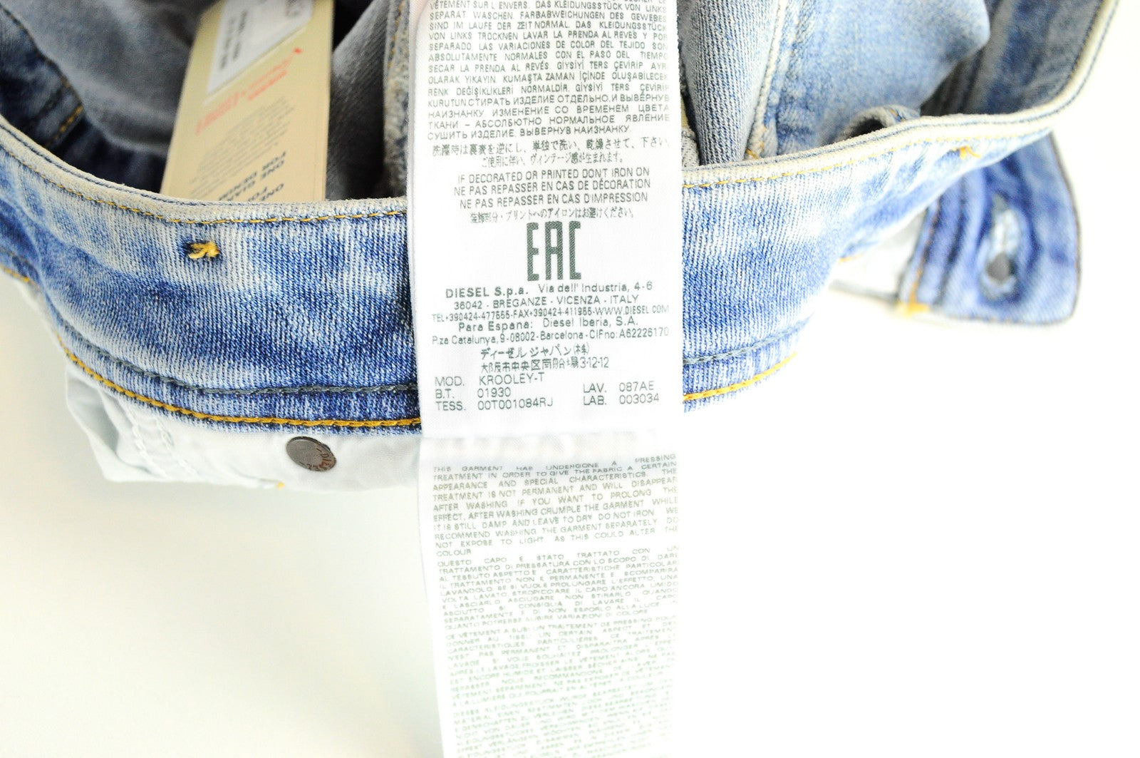 DIESEL Krooley-T 087AE Men Jeans W29 Sweat Jogg Blue Washed Slim Stretch Wash