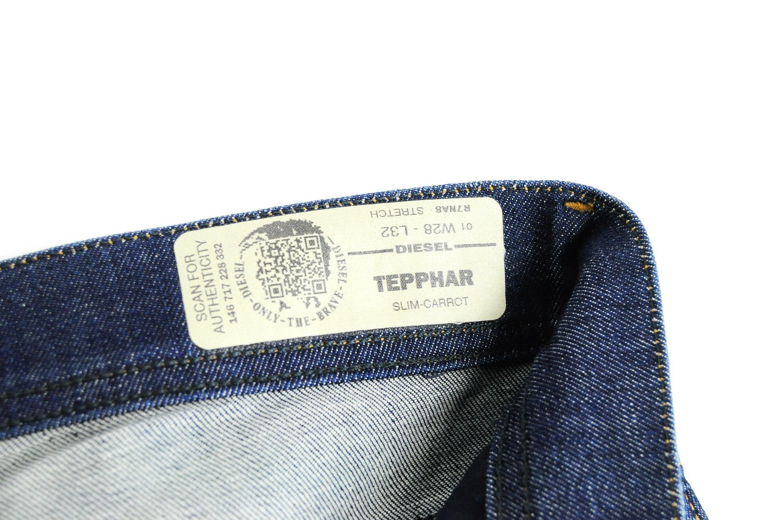 DIESEL Tepphar R7NA8 Men Jeans W28/L32 Slim Carrot Ripped Blue Cotton Stretch