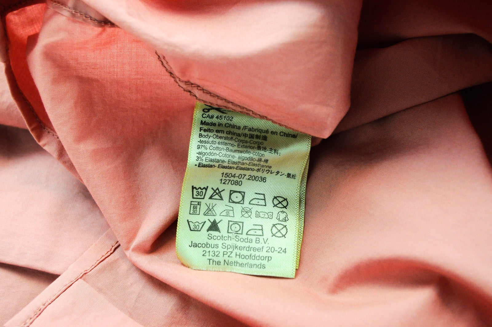 SCOTCH & SODA Ams Couture Men Shirt 2XL Pink Slim Cotton Stretch Long Sleeved