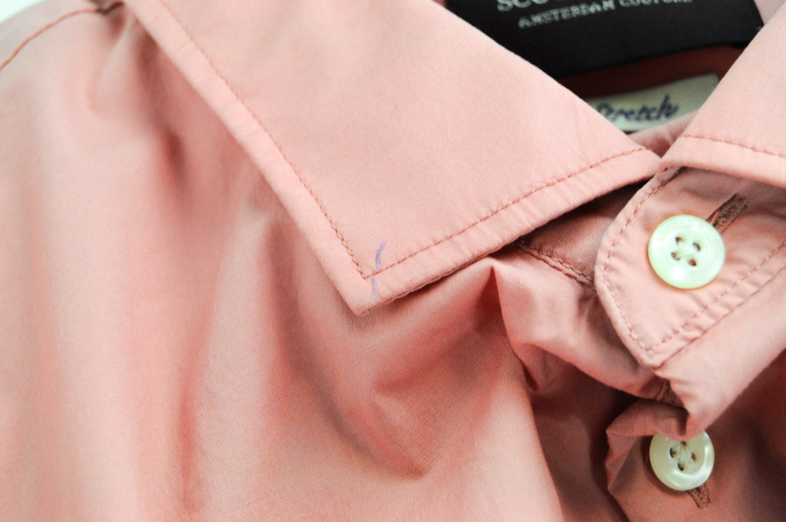 SCOTCH & SODA Ams Couture Men Shirt 2XL Pink Slim Cotton Stretch Long Sleeved