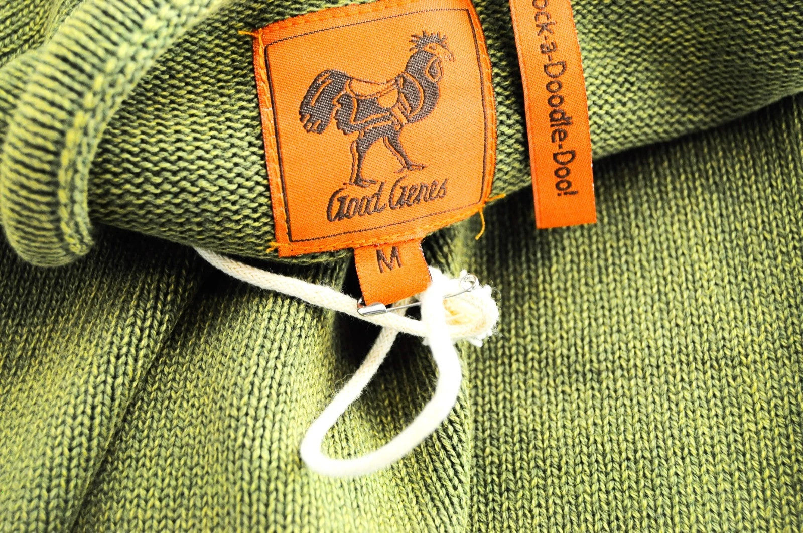 GOOD GENES Men Jumper M Green Pure Cotton Knitted Logo Long Sleeved Sweater