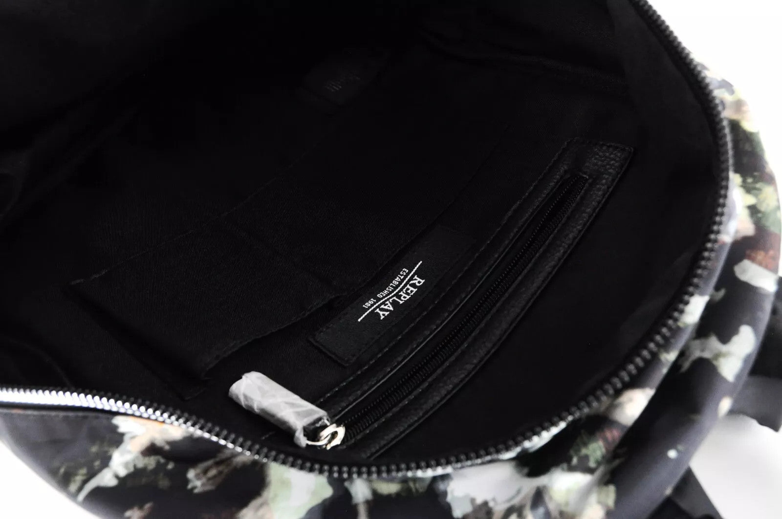 REPLAY Men Backpack OS Green Printed Unisex Adjustable Straps Logo Casual