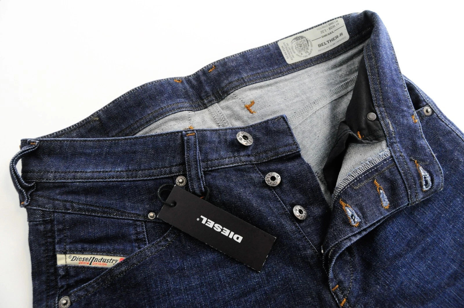 DIESEL Belther-R R13M8 Men Jeans W28/L32 Slim Tapered Fit Blue Cotton Stretch