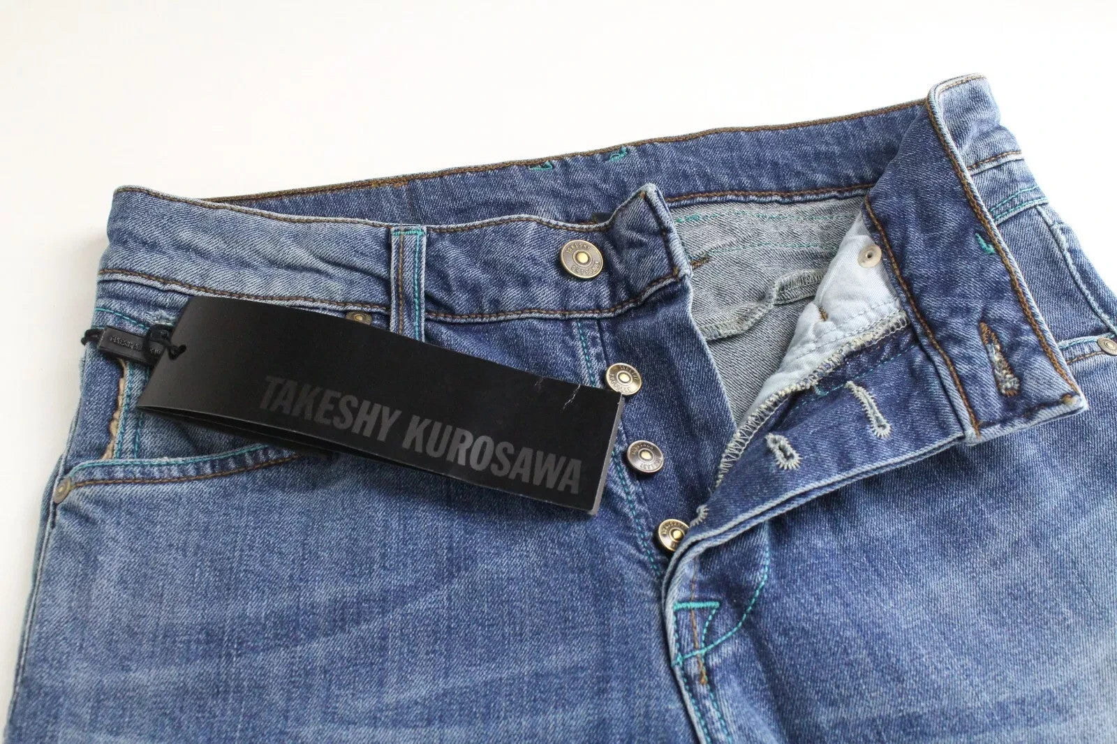 TAKESHY KUROSAWA Power Men Jeans W30 Slim Fit Washed Cotton Stretch Blue