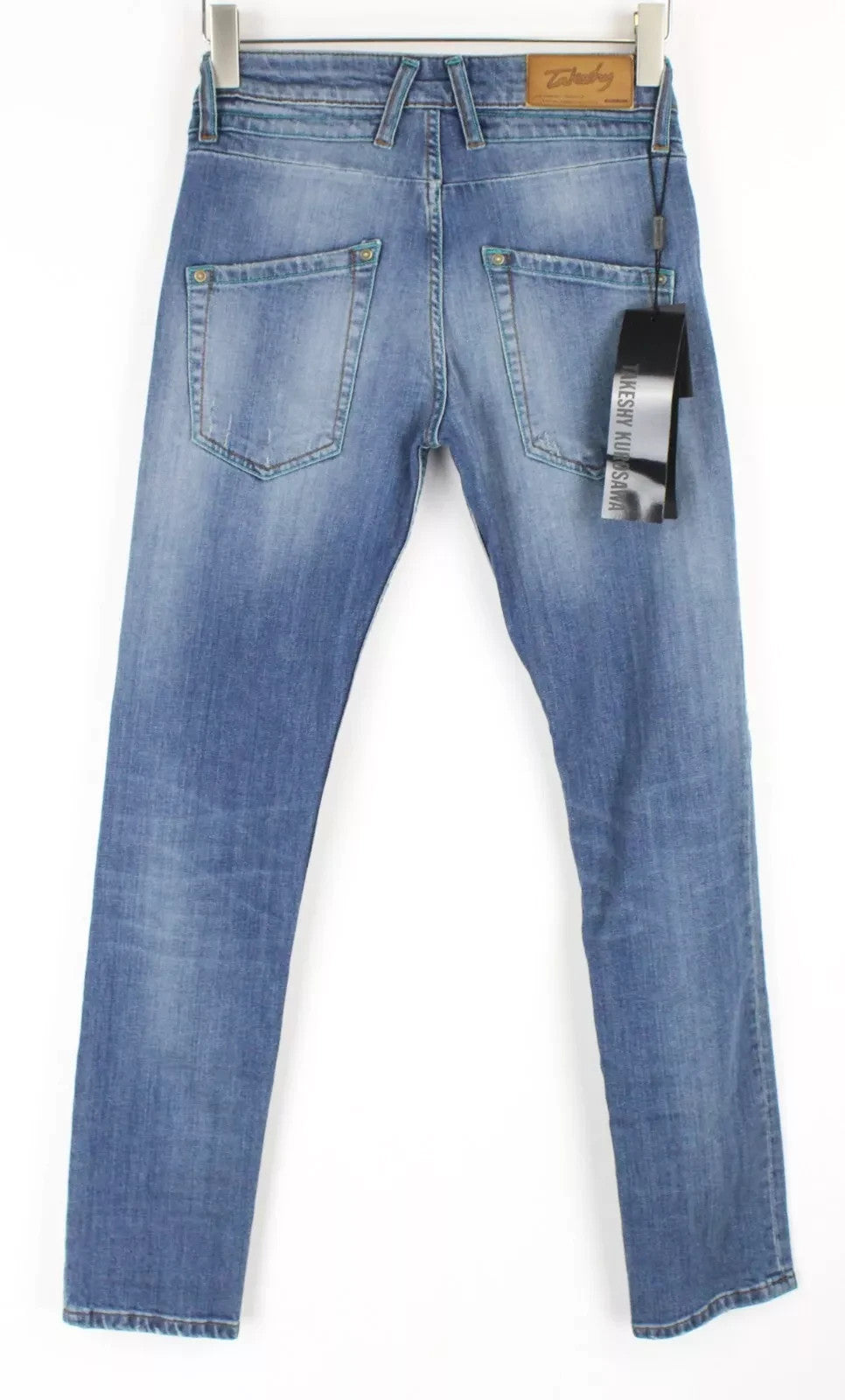 TAKESHY KUROSAWA Power Men Jeans W30 Slim Fit Distressed Cotton Stretch Blue