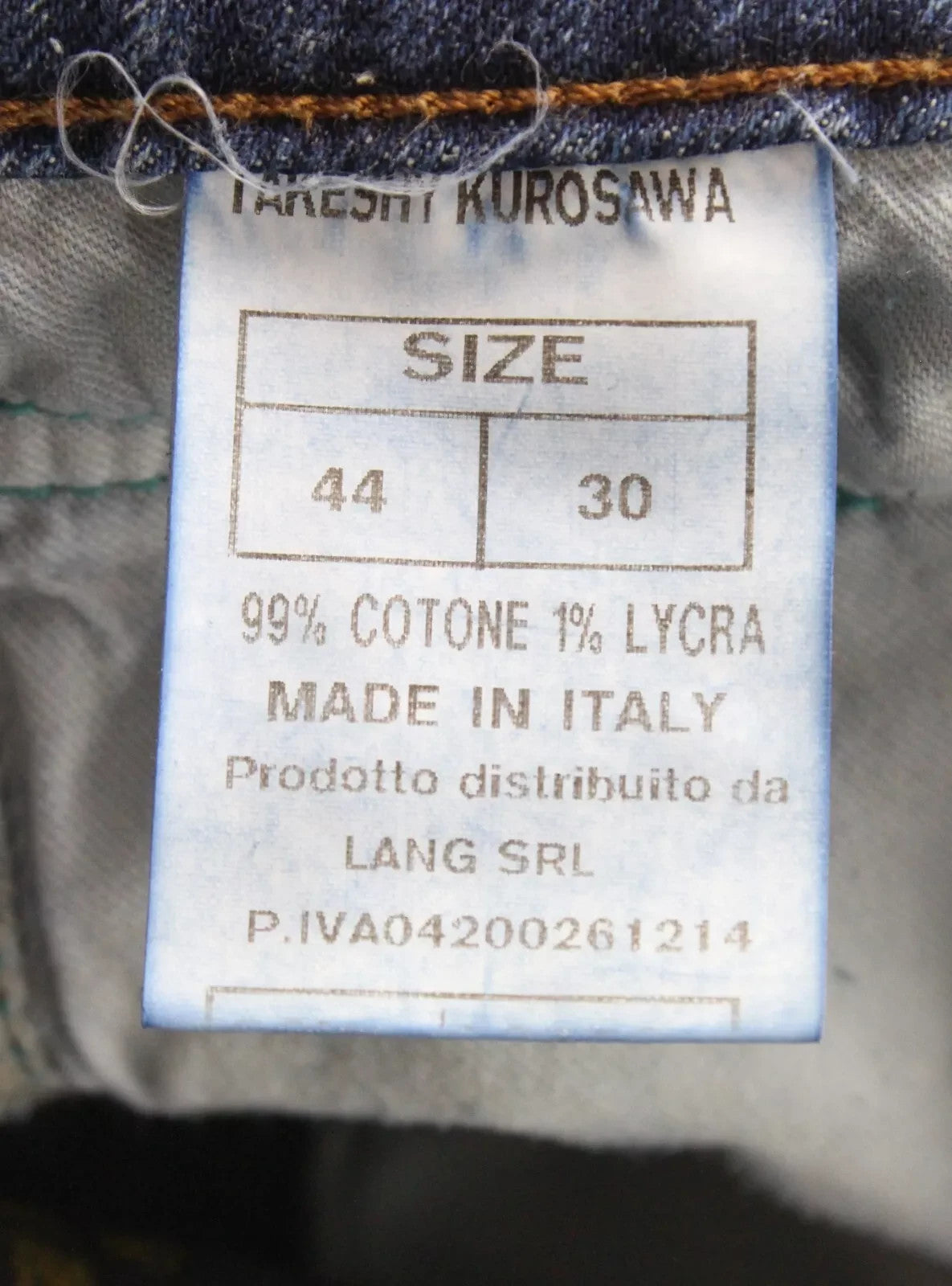 TAKESHY KUROSAWA Power Men Jeans W30 Slim Fit Distressed Cotton Stretch Blue