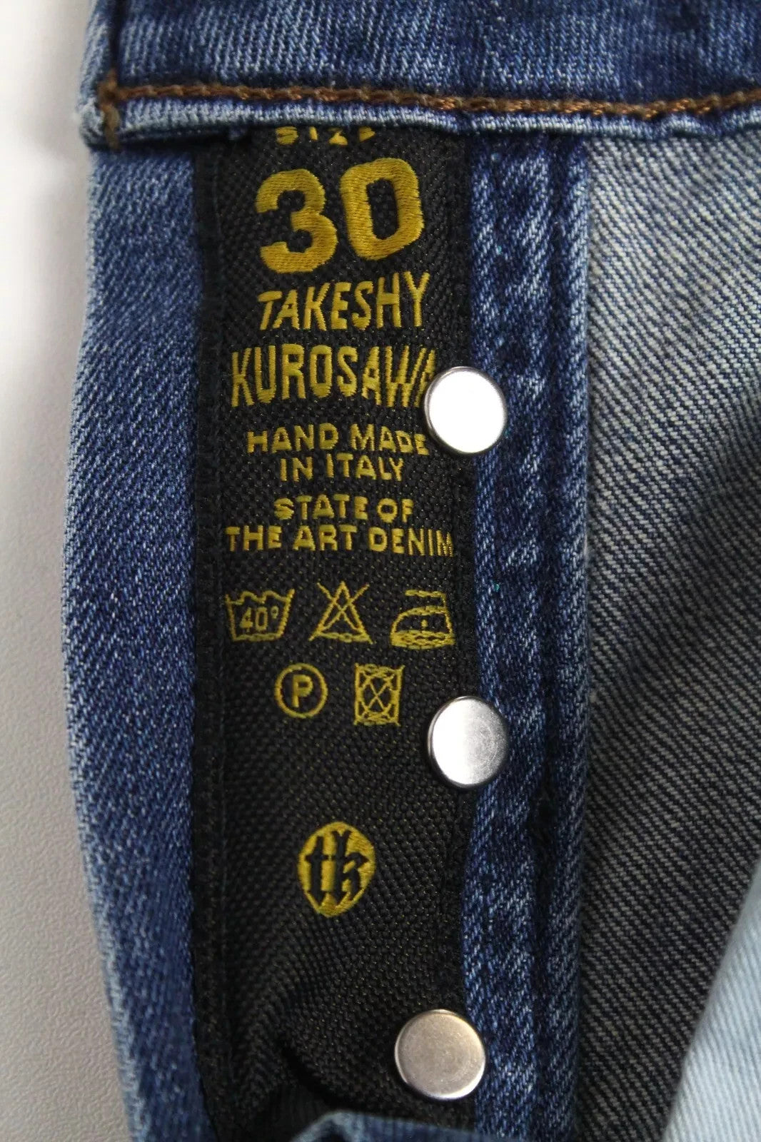 TAKESHY KUROSAWA Power Men Jeans W30 Slim Fit Distressed Cotton Stretch Blue