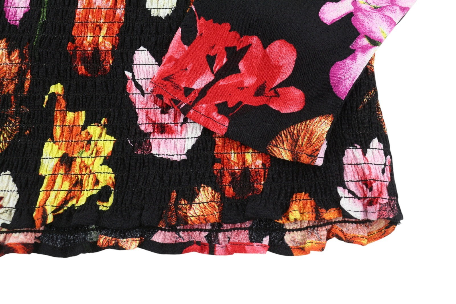 DESIGUAL Blus Rosa Women Blouse S Colourful Floral Print Cropped 3/4 Sleeves